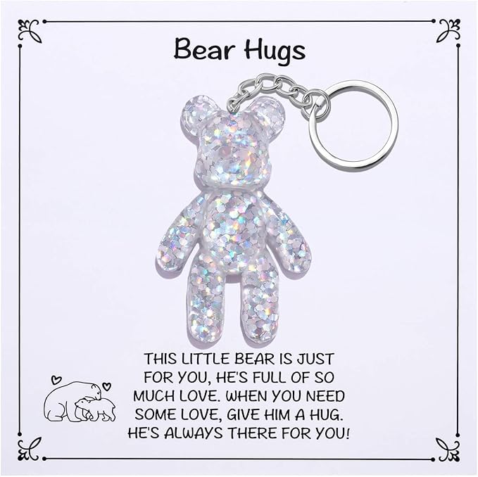 Pocket Bear Hug, Anxiety Relief Gifts for Women Men, Mental Health Positivity Gifts for Anxious Friend, Thinking of You Gift, Comforting Gift for Son Daughter Back to School, White