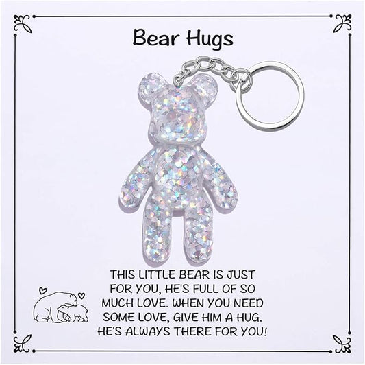 Pocket Bear Hug, Anxiety Relief Gifts for Women Men, Mental Health Positivity Gifts for Anxious Friend, Thinking of You Gift, Comforting Gift for Son Daughter Back to School, White