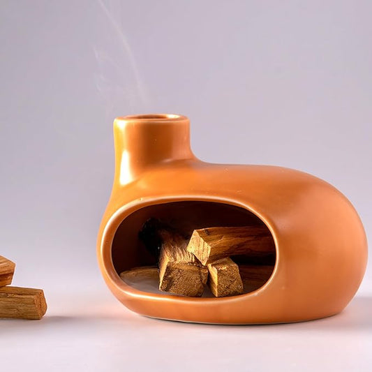 Ceramic Palo Santo Holder - Handcrafted Ash Catcher for Palo Santo Sticks and Sage - Unique Design for Meditation and Home Décor - Incense Burner