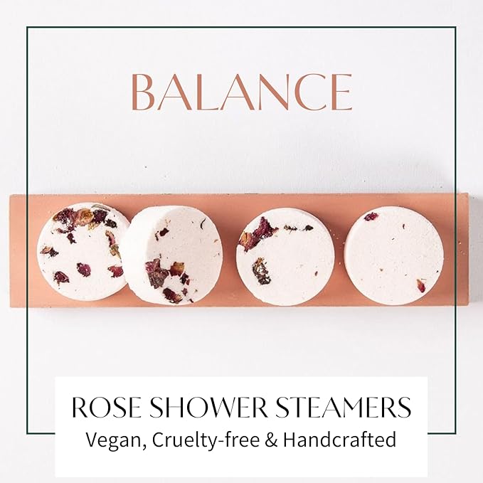 Thulisa Naturals Rose Shower Steamers Aromatherapy | Organic Shower Bombs with Essential Oils | Self Care Christmas Birthday & Spa Gifts for Women & Men | Stocking Stuffers | 4 Pack