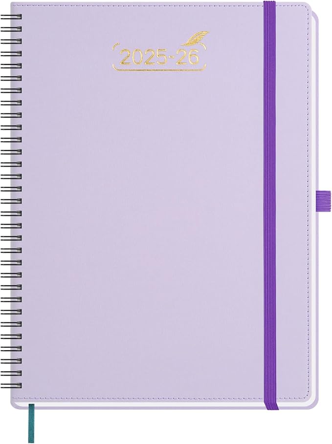 BEZEND 2026 Planner Weekly and Monthly (8.5" x 11"), Large 2-Column Calendar Book (Jul 25-Dec 26), Dual Schedule for Daily Appointment, Easy Track Tabs, Spiral, PU Leather Softcover, Lilac