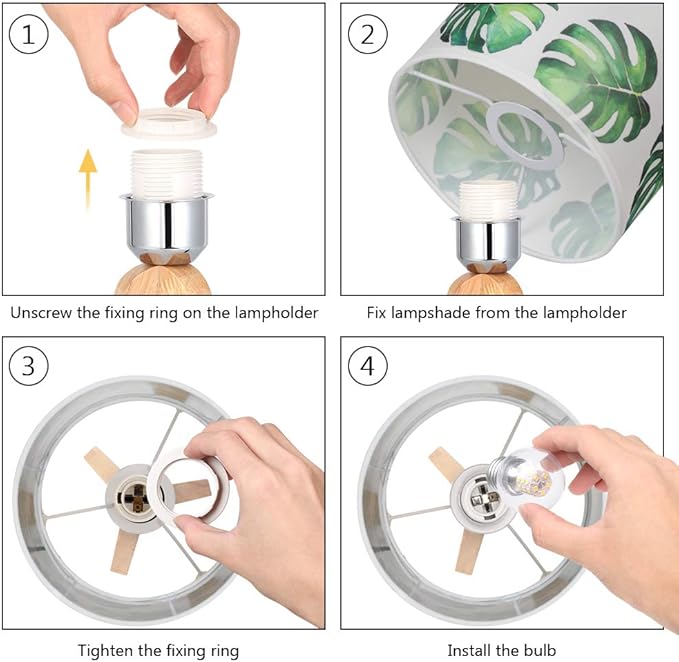 HAITRAL Small Table Lamp - Tripod Nightstand Lamp, Modern Bedside Desk Lamp for Kids Room, Girls Room, Bedroom, Dorm Room, Office with Wooden Base Fabric Lamp Shade