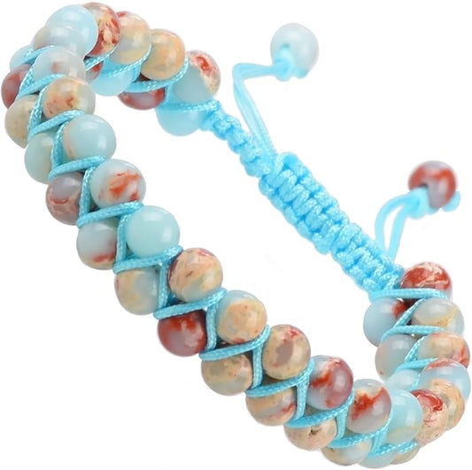 MASSIVE BEADS Double Layer Natural Chakra Healing Power Crystals Macrame Bracelet Yoga Stone Beads Gemstone Meditation Relax Anxiety Bangle for Unisex Women Men