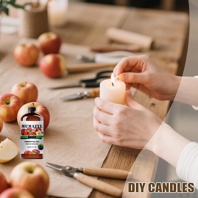 Apple Essential Oil, Apple Oil 16 Fl Oz 480ML for Diffuser Humidifier Yoga Cleaning DIY Candle Soap Making Essential Oils