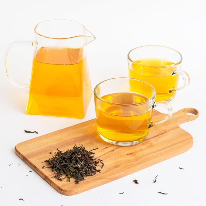 Eupherbia Saffron Green Tea, Handpicked, Highland Grown Whole Leaf Tea, Enriched with 3 Grams of Premium Saffron Threads, Herbaceous, Grassy, Bittersweet, 227g (8 oz)