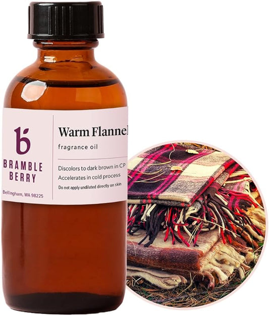 Bramble Berry Warm Flannel Fragrance Oil 2 oz | Cozy Masculine Scent for Soap Making, Candles, Lotion, Bath Bombs & Perfume | Skin Safe, Vegan, Paraben & Phthalate Free