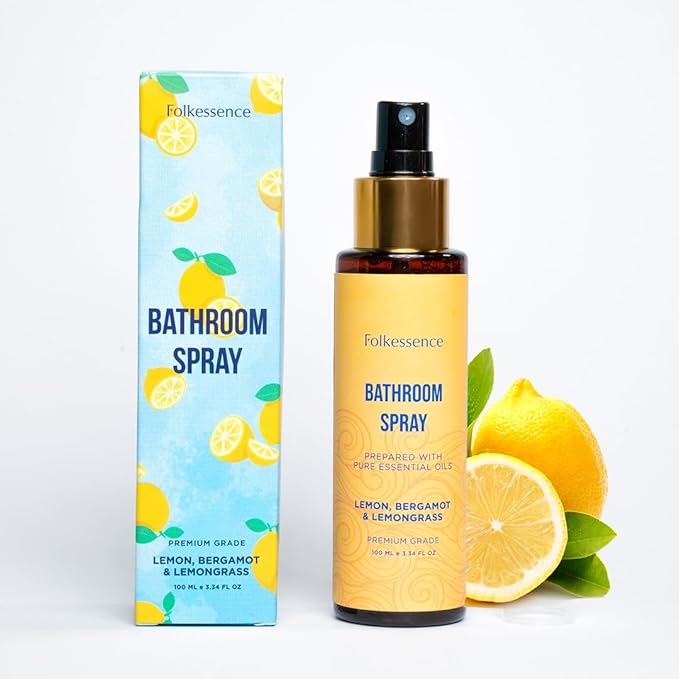 Folkulture Bathroom Spray - Odor Eliminator | Fragrance Freshner Sprays for Toilet, Home | Guest Bathrooms Essentials Before You Go Toilet, Poop, Shower Spray for Fresh Smell | Citrus - 3.34 Fl oz