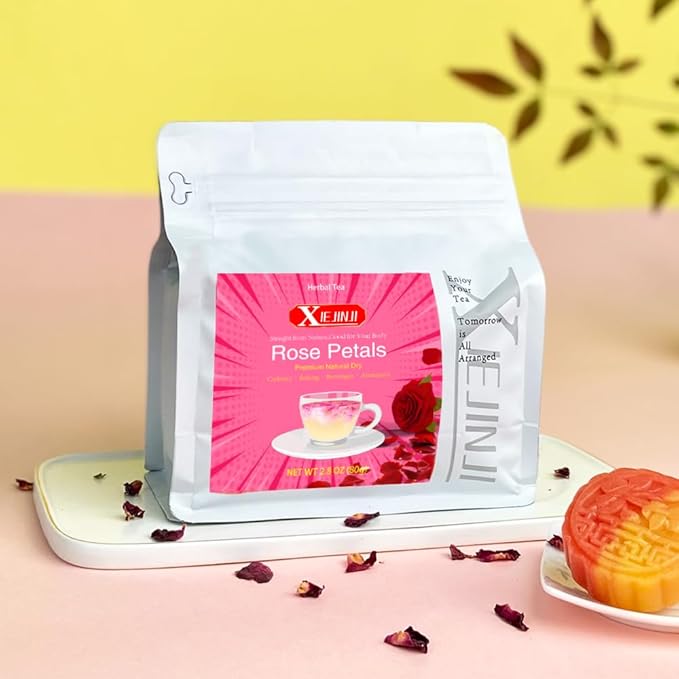 XIEJINJI Dried Rose Petals - 2.8oz/80g, Food-Grade Edible Rose Petals, Dried Flower Petals for Herbal Tea, Decoration, Baking, Crafting