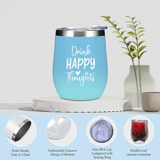Positive Self Care Birthday Gifts for Women, Thank You Get Well Soon Thinking of You Gifts for Women, Teacher Friends Girls Christmas Friendship Wine Tumbler Makeup Bag Scented Candle Bracelet Basket