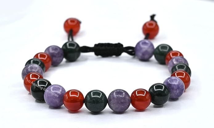 Natural Healing Crystal Bracelet for Women - Mens Bracelet Energy Balancing Gemstones Set - Adjustable Stone Bead Bracelet for Men and Women - Chakra Crystal Therapy Accessory, Meditation