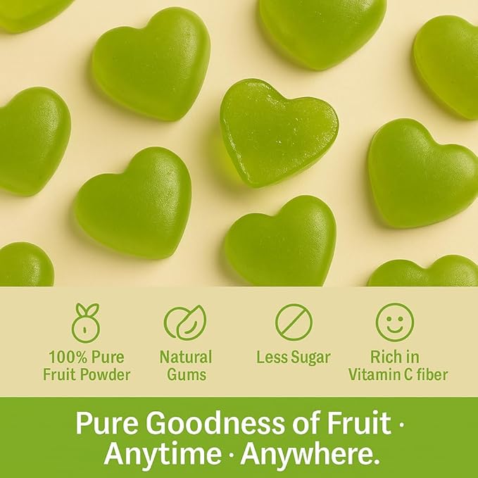Confect Kiwi Sunburst Chews – Vegan Fruit Gummies – 6 Packs x 1.76 oz – Gluten-Free, No Corn Syrup, Heart Shape
