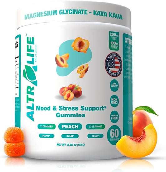 Kava Kava Gummies - Stress Relief Supplement with Magnesium Glycinate, Rhodiola Rosea, Holy Basil - 30 Servings for Calm Mood, Focus & Sleep Support - Cortisol Supplements for Women and Men