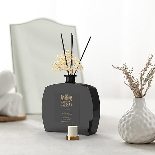 Premium Reed Diffuser Set with Preserved Baby's Breath & Cotton Stick Gardenia - Scent Fragrance Oil Diffuser for Bedroom Bathroom Home Décor