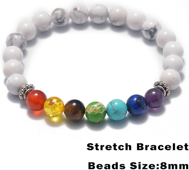AD Beads 2Pcs His & Hers Distance Beads Bracelets Elastic Natural Stone Yoga Bracelet