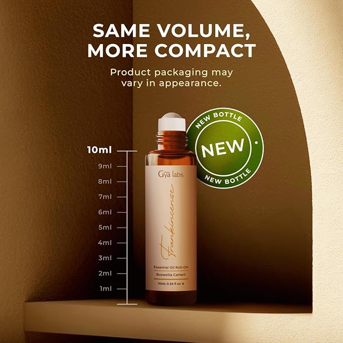 Gya Labs Frankincense Essential Oil Roll On - 0.34 Fl Oz - Travel Size Roller for Camping, Skin, Aromatherapy Relief, Convenience