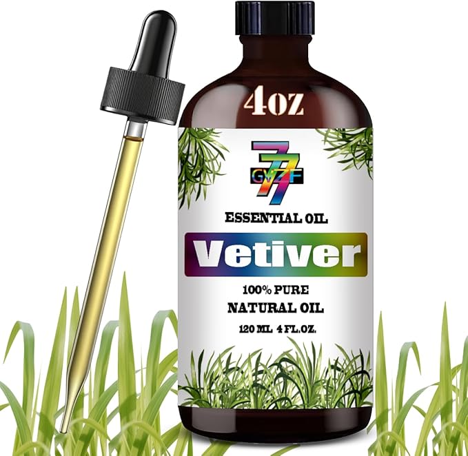 Vetiver Essential Oil (4 oz/120 ml) — Vetiver Oils for Aromatherapy, diffusers, humidifiers, Home fragrances, DIY Skincare, soap Making, DIY Candle Making, Relaxation, Yoga, and Meditation