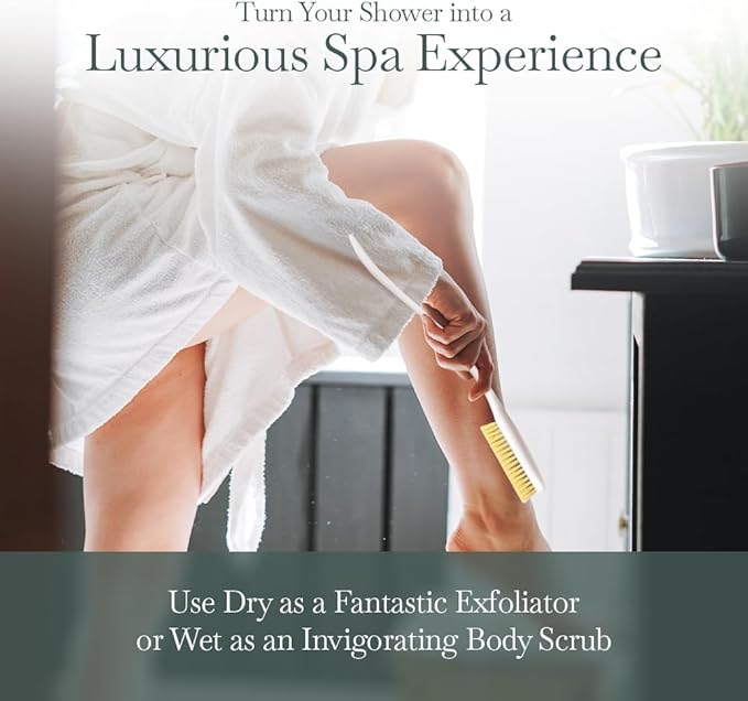 Fuller Brush Exfoliator & Scrub Body Brush - 16-inch Contoured Handle with Polyester Bristles - an All-Over Reach Including Back, Neck, Shoulders & Feet - Soft, Durable & Gentle on Your Skin