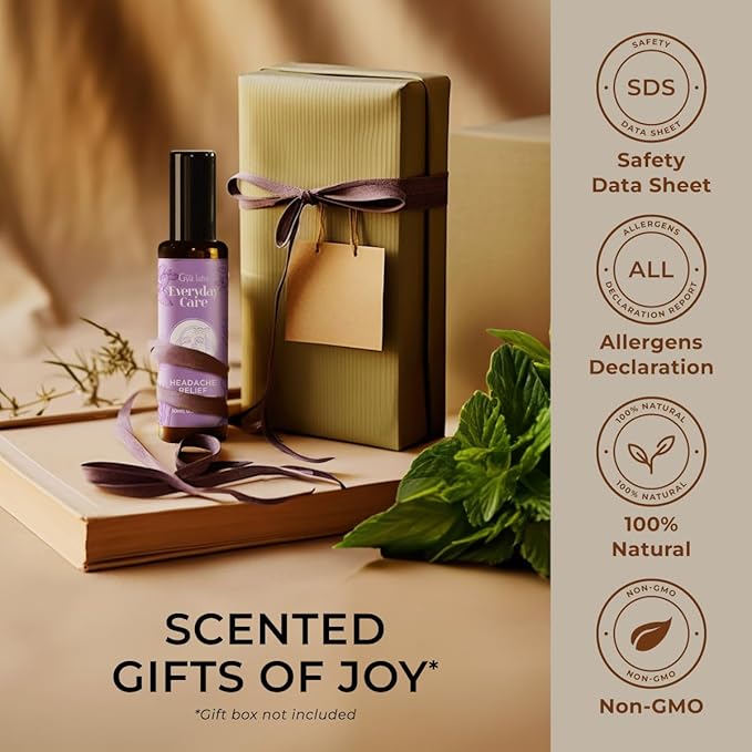 Gya Labs Headache Relief Essential Oil Roll On - 0.34 Fl Oz - Travel Size Roller for Camping, Skin, Aromatherapy Relief, Convenience