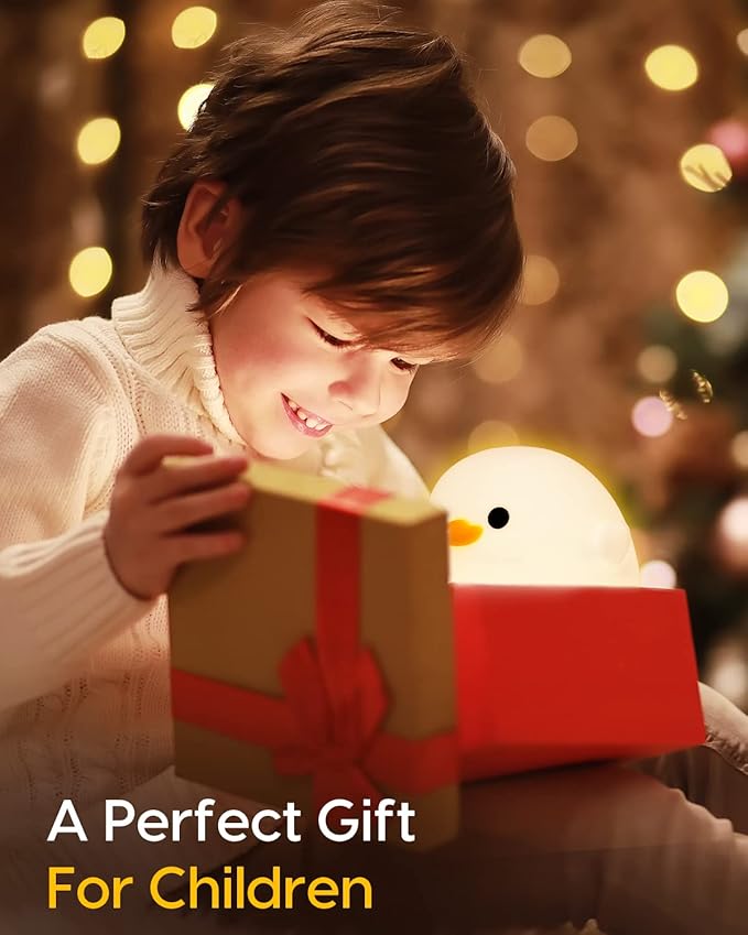 Amaredom DoDo Duck Night Light, Cute Duck Lamp, Silicone Dimmable Nursery Nightlight, Rechargeable LED Bedside Lamp with 20 Minutes Timer & Tap Control Baby Girls Women Bedrooms, Living Room