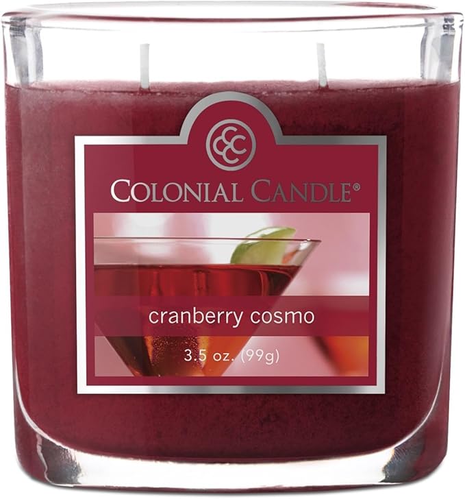 Colonial Candle Cranberry Cosmo Scented Jar Candle, 2 Wick, 3.5 oz, Mottled Wax Candle