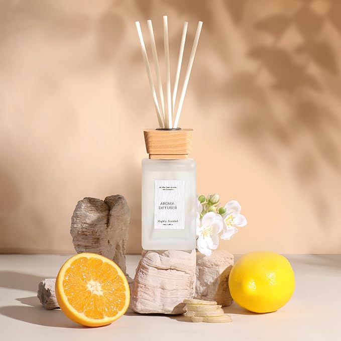 Reed Diffuser Set, 5.2 oz Citrus Scent Reed Diffuser with Sticks, Reed Diffusers for Home Bedroom Apartment Bathroom Decor, Scented Diffuser Gift for Home Fragrance.