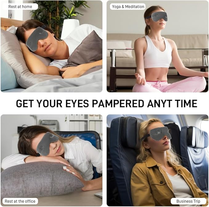 Heated Eye Mask for Dry Eyes, Microwave Moist Heat Eye Compress with Flaxseed, Weighted Warm Eye Mask for Itchy Eyes, Stye, Sleeping, Relaxation, Therapy(Gray)