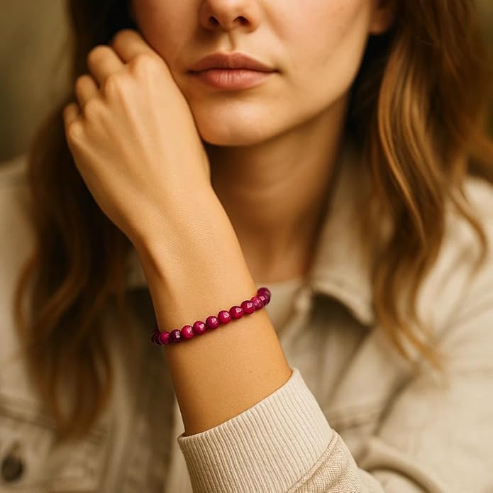 Cherry Tree Collection - Small, Medium, Large Sizes - Gemstone Beaded Bracelets For Women and Men - 6mm Round Beads