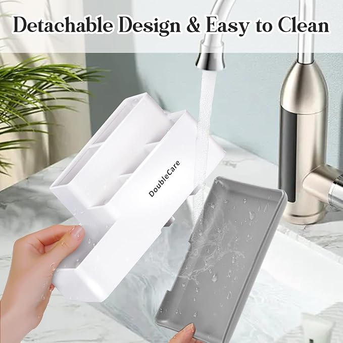 Toothbrush Holder with Anti-Slip, Bathroom Organizer Countertop Detachable for Easy Cleaning, Multifunctional Storage, Bathroom Caddy for Toothpaste, Shaver,Great for Home, Vanity Organizer, Office