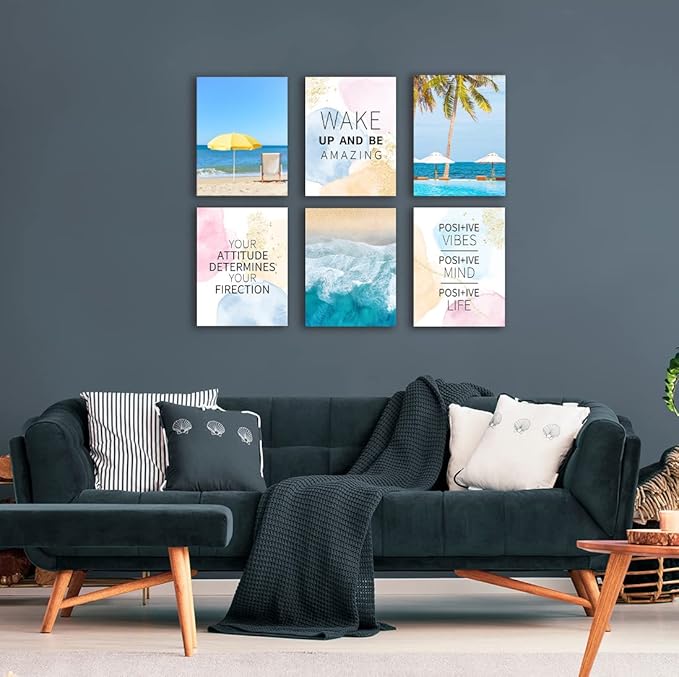 Inspirational Quotes Motto Wall Art，Motivational Office Wall Art Decoration Painting, Suitable for Library, School, Gym,Office， Living Room,Home Deco,Tabletop/Hanging,| 6-pack（29 x 38 cm ） Framed 5