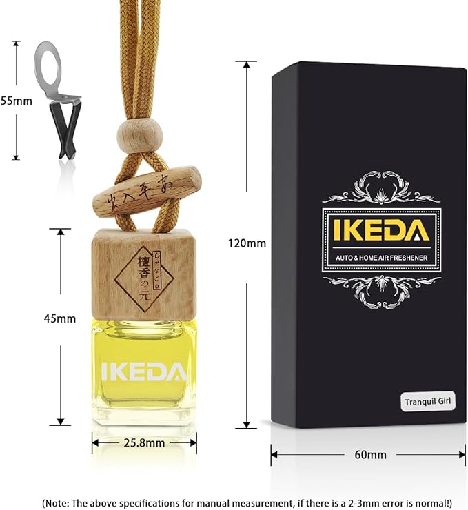 Car Air Freshener | Square Hanging Car Scent with Vent Clip Bottle | Long Lasting Fragrance | Essential Oil Diffuser | Odor Eliminator Deodorizer (Square-Tranquil Girl)