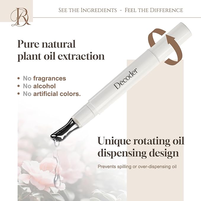 Decoder Moisturizing Natural Nourishing Lip Oil for Women | Squalane + Sea Buckthorn + Jojoba + Camellia Oil – Long-Lasting Moisture, Anti-Chap, Glossy Finish & Lip Line Reduction (5)