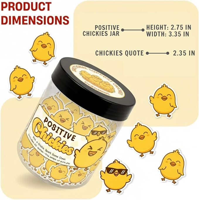 60 Positive Chick Cards Jar, Affirmation Cards for Women, Teens, Emotional Support Chickies, Chicken Gift, Chicken Gifts for Women, Funny Chicken Gift, Chicken Stuff, Chicken Lady Gifts