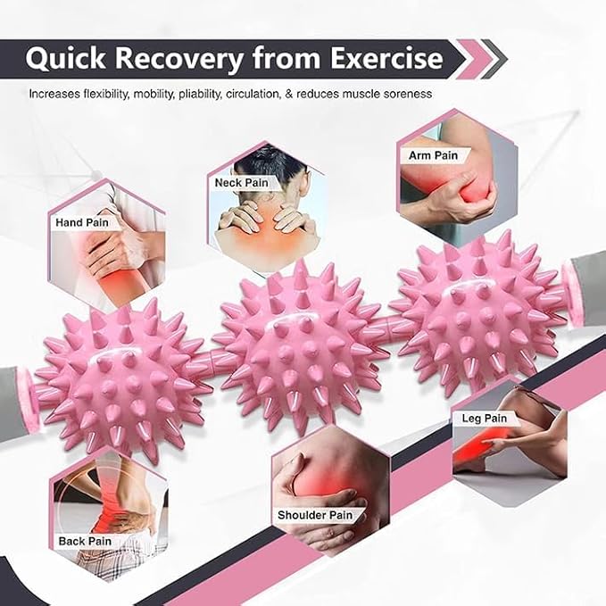 Fascia Muscle Roller, Cellulite Massager Fascia Roller for Cellulite and Sore Muscles, Neck, Leg, Back, Pressure Trigger Point Body Roller Deep Tissue Massage Stick Tools - 3 Massage Balls