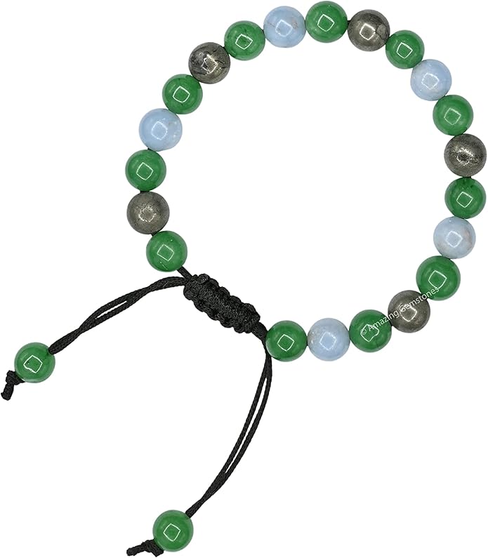 Natural Healing Crystal Bracelet for Women - Mens Bracelet Energy Balancing Gemstones Set - Adjustable Stone Bead Bracelet for Men and Women - Chakra Crystal Therapy Accessory, Meditation