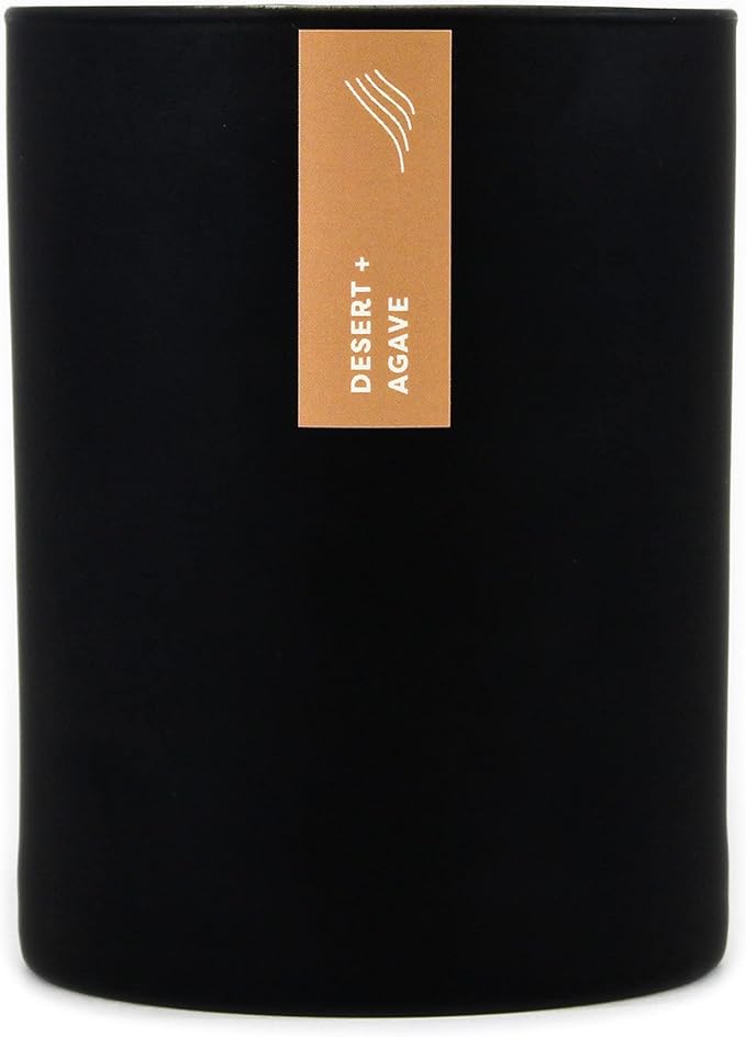 Calyan Wax Co. Soy Wax Candle, Desert + Agave Scented Candle, 75 Hour Burn Time, Aromatherapy Soy Candles, Non Toxic & Vegan Soy Wax, Black Tumbler Scented Candles, 13oz