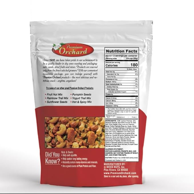 MIXED NUTS Sweet & Spicy Nut Mix - Salted Cashews Butter Toffee Peanuts Habanero Corn Nuts Chili Lemon Peanuts Almonds Dry Roasted Pumpkin Seeds Savory Snacks Packed Fresh Healthy Protein Snack Kosher