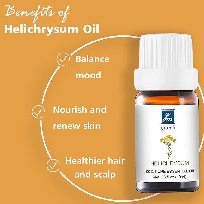 Helichrysum Essential Oil, 100% Pure Helichrysum Oil for Skin, Bruising, Body, Spray & DIY- 10ml