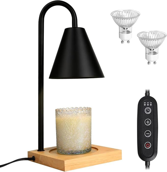 Candle Warmer Lamp, Dimmable Candle Warmer Lamp for Jar Candles, Electric Candle Warmer Lamp with Timer 2H/4H/8H Nightstand Lamp for Bedroom (2 Wax Warmer Bulbs)