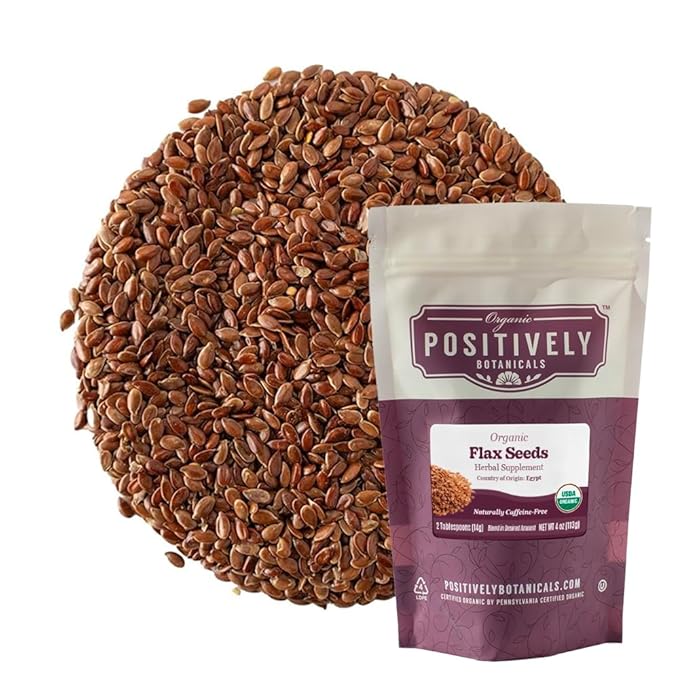 Organic Positively Botanicals Company, Flax Seeds, Herbal Tea Loose Leaf Botanical, 4 Ounce
