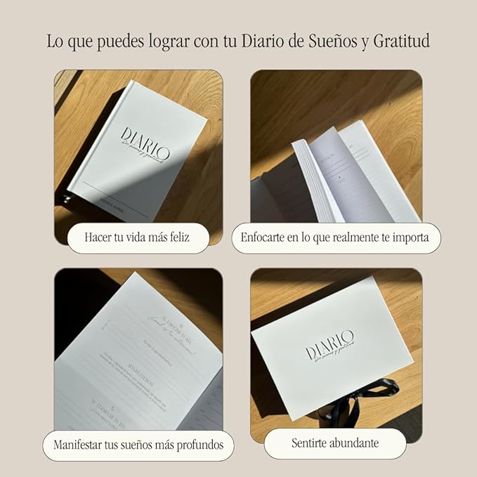 Daily Gratitude Journal & Dreams Planner Undated 2-in-1 | For Mindfulness, Purpose & Success | Includes Mirror for Affirmations & Luxury Gift Box (Spanish Edition) – Stay present while achieving your dreams - Diario de Sueños y Gratitud