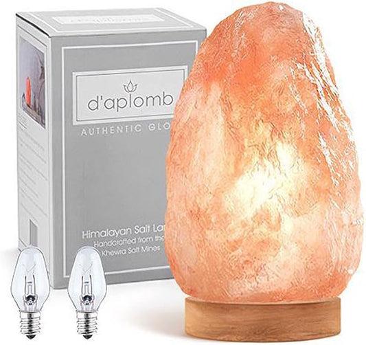 d'aplomb 100% Authentic Natural Himalayan Salt Lamp;Large Hand Carved Natural Chunk Pink Crystal Rock Salt from Himalayan Mountains; Dimmer Cord; 12 lbs