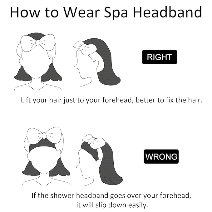 Ondder Spa Headband for Washing Face 8 Pack White Skincare Headbands for Women Girls Terry Cloth Cute Bow Head Bands for Makeup