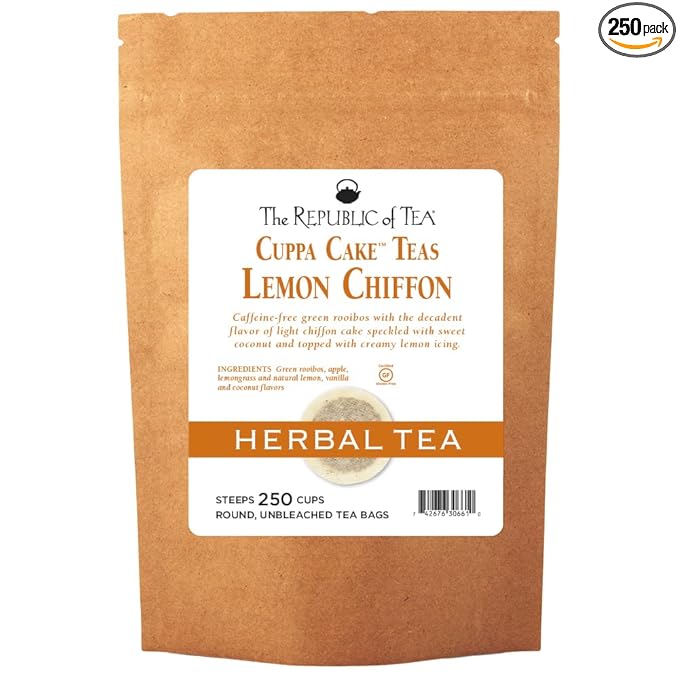 The Republic of Tea Lemon Chiffon Cuppa Cake Tea, 250 Tea Bags, Decadent Herbal Green Rooibos Tea