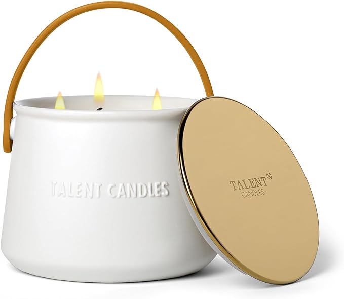 Candles for Home Scented - Scandinavian Style 3 Wick Candle - Long-Lasting Ceramic Candle Jar - Soy Candles Non Toxic with Minimalist Design - Grapefruit Rose