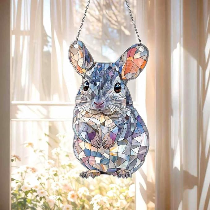 Chinchilla Ornaments Decor for Christmas Tree - Chinchilla Gifts for Women Men - Chinchilla Home Kitchen Room Christmas Decorations - 2D Flat Acrylic Ornament Window Hanging