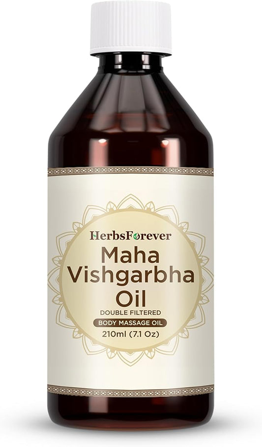 HerbsForever Maha Vishgarbha Oil Authentic Ayurvedic Massage Oil Supports Blood Circulation Improves Joint and Ligament Health Cold Pressed Premium Oil Non GMO, 7.1 fl oz