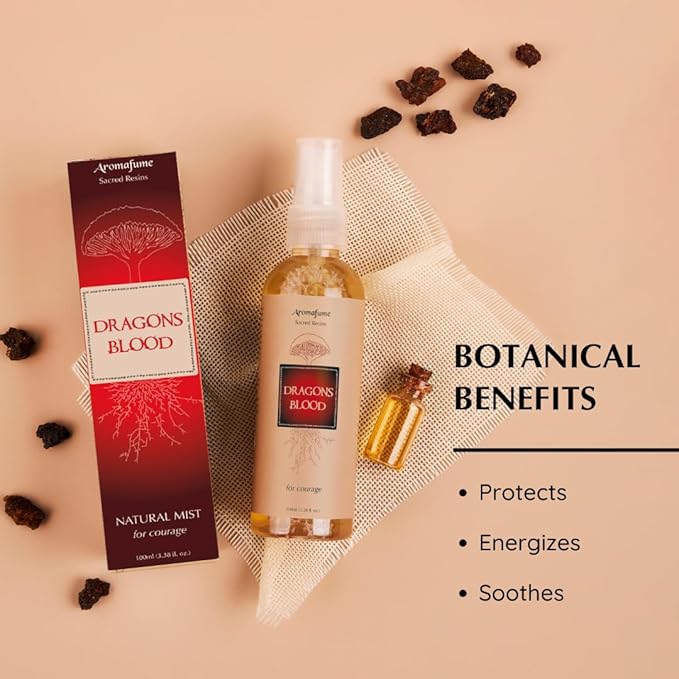 Dragons Blood Natural Resin Mist Spray by Aromafume | 100 ml / 3.3oz | Ideal for spirituality & rituals | Made with Dragons Blood Resin from Socotra | Non-alcoholic, non-toxic & vegan