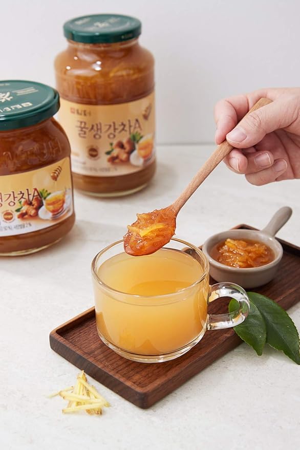 Damtuh Honey Ginger Tea – Natural Flavor & Warm Spicy Aroma, No Artificial Ingredients, Perfect for Hot or Iced Tea, Jam, or Salad Dressing (Sliced Ginger) 2.2lb 1000g x 2 Pack