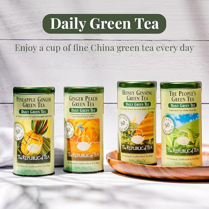 The Republic of Tea – Pineapple Ginger Daily Green Tea, 50 Tea Bags