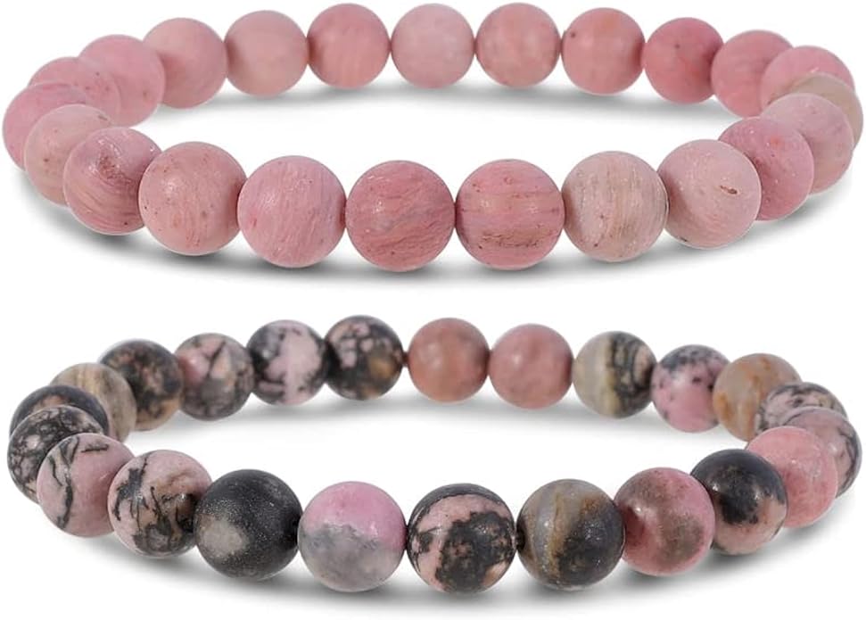 Bivei Natural Gemstone Semi Precious Healing Crystals Handmade Stretchy Round Beads Bracelet, Enhance Positive Energy